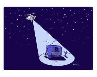 Vintage Trailer Abduction Greeting Card