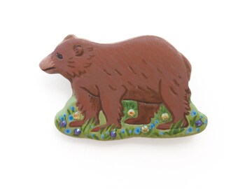 California Bear Pin / Brooch bear jewelry, cute bear, spring jewelry, bear gift,  brown bear
