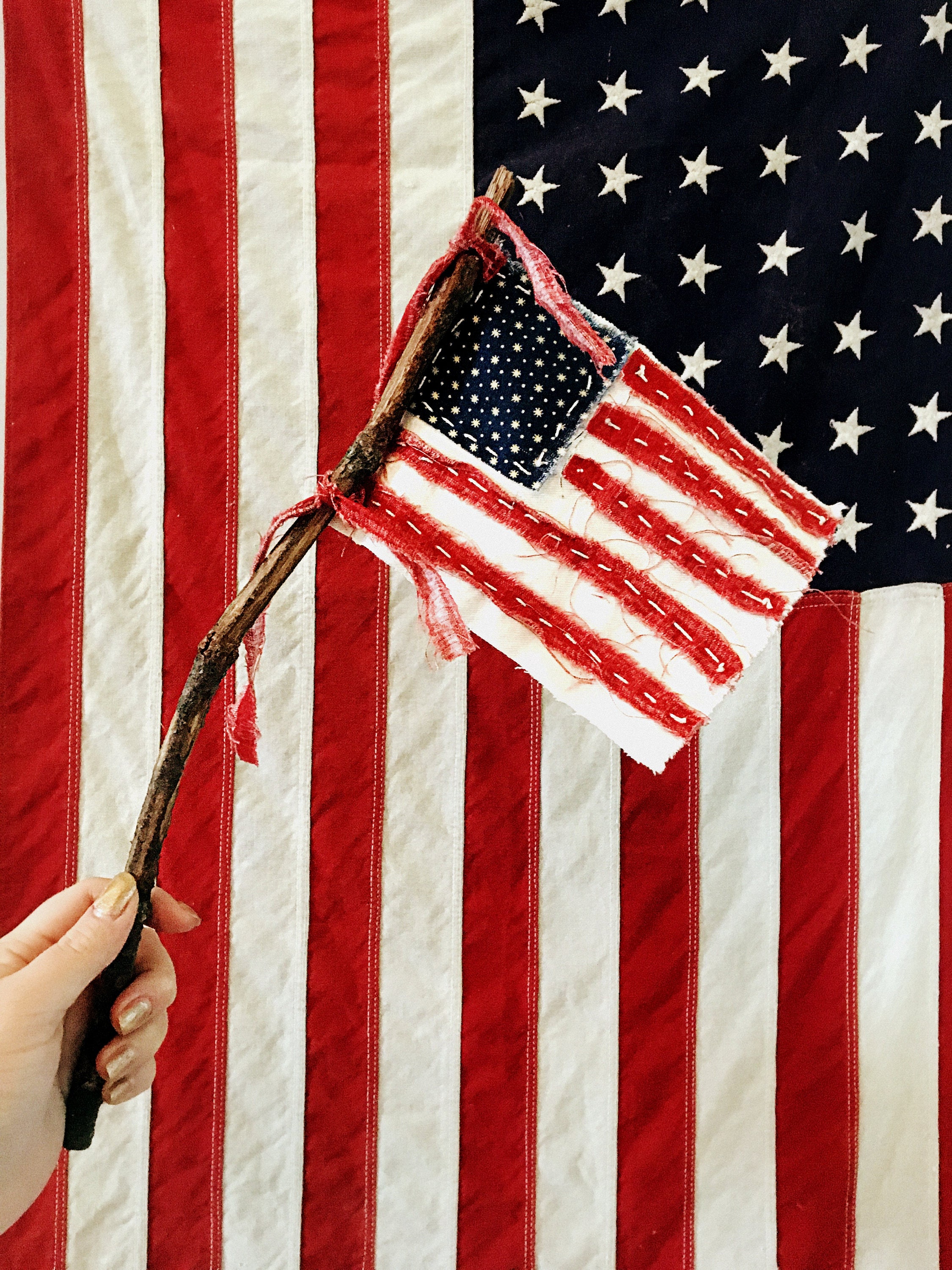 Handstitched Primitive Flag Etsy