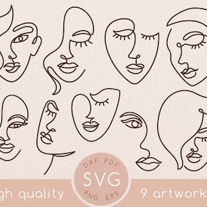 Een lijn vrouw abstract gezicht svg tekening, Abstracte minimale mooie vrouwelijke enkele lijn kunst clipart, Kunst aan de muur svg