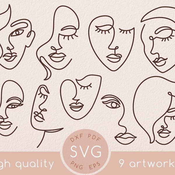 One line woman abstract face svg drawing, Abstract minimal beautiful female single line art clipart, Wall art svg