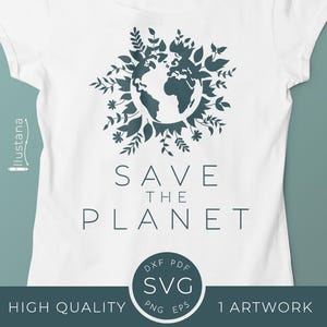 Sauvez la planète t shirt design svg, svg du jour de la Terre, sauvez la planète png, feuilles florales vertes, conceptions respectueuses de l'environnement, feuille