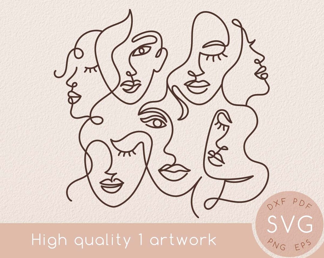 One Line Woman Abstract Face Svg Drawing, Abstract Minimal Beautiful