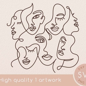 Una línea mujer cara abstracta svg dibujo, abstracto minimalista hermoso femenino de una sola línea clipart, Arte de pared svg