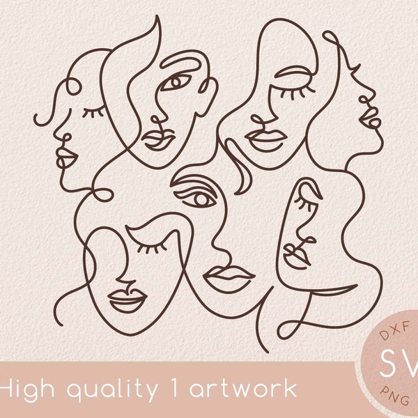 One line woman abstract face svg drawing, Abstract minimal beautiful female single line art clipart, Wall art svg