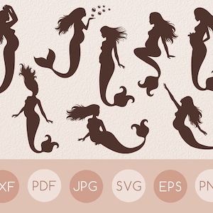 Femme sirène silhouette svg clipart, Femme queue de sirène svg clipart, Fichier de coupe de maternité, Maman svg, Grossesse, Enceinte, Fête des mères
