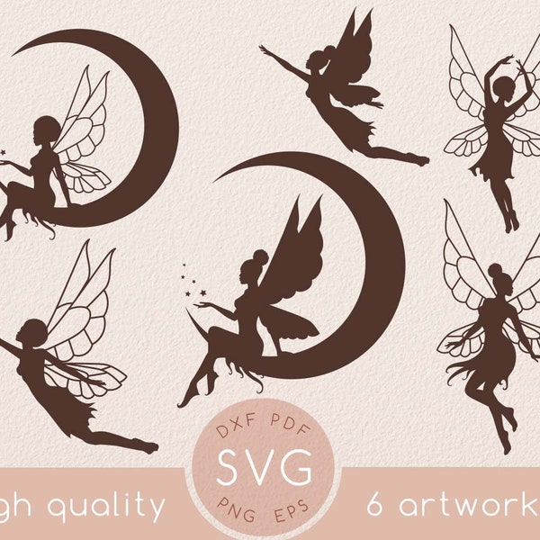 Beautiful Magic Fairy Afro woman silhouette svg clipart set, Star Moon and stars, Afro girl black magic, african american lady, People