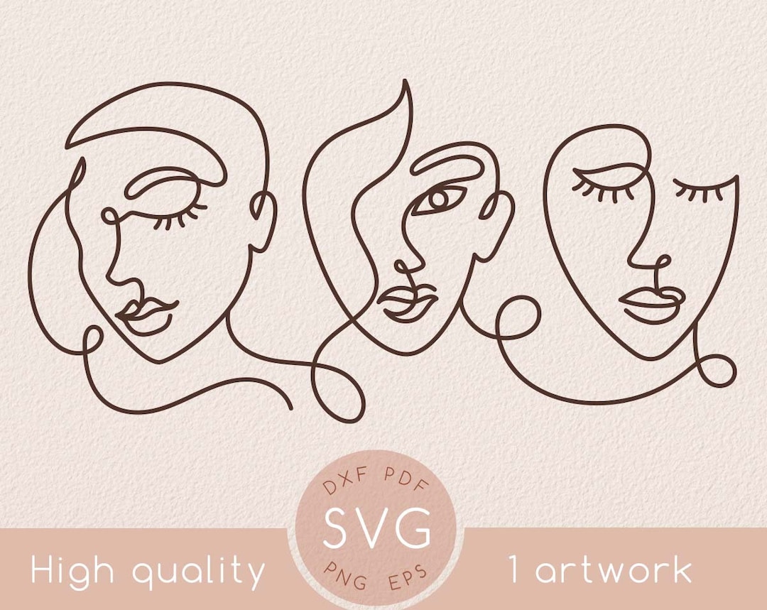 One Line Woman Abstract Face Svg Drawing, Abstract Minimal Beautiful