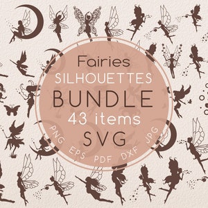 Silhueta de fada mágica BUNDLE svg clipart, Mulher fada com asas clipart, Lua e estrelas, Grávida, Brilho de logotipo, Maternidade svg