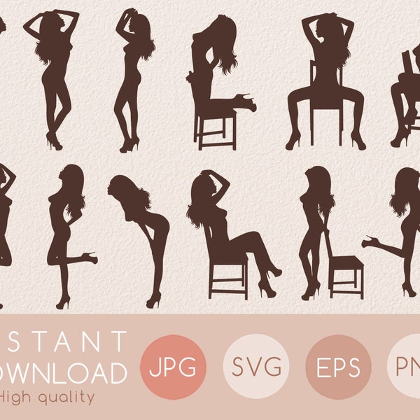 Sexy woman stripper svg silhouette, Sexy girl svg, Exotic dance p valley svg, Beautiful svg Naked woman people clipart, INSTANT DOWNLOAD