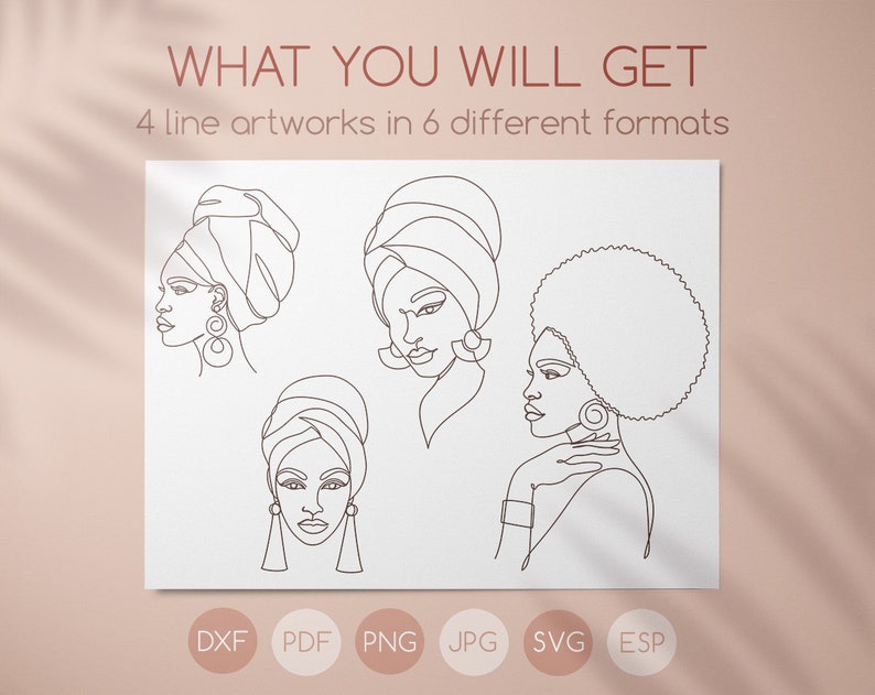 Download Art Collectibles Clip Art One Line Woman Face Svg Drawing Set Abstract Minimal Female Single Line Art Clipart Instant Download Afro Woman Svg