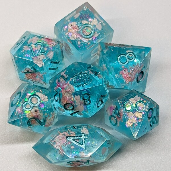 Enchanted Pond - Handmade 7pcs Polyhedral Dice Set