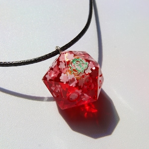 Cherry Inced Tea - Handmade Red/Pink Dice D20 Jewelry Necklace