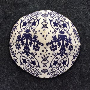 Blue Print Kippah, Kippot, Kippa, Yarmulke, Yamaka, Head Covering, Blue and Ivory French Provencial Print