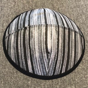 Black and Silver Striped Kippah, Kippot, Kippa, Yarmulke, Yamaka, Head Covering