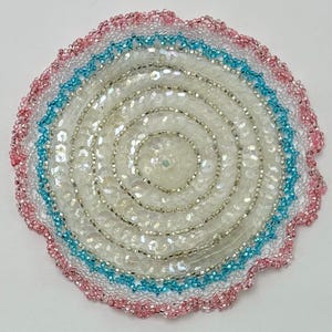 Beaded Kippah, Beaded Kippot, Womens Kippa, Yarmulke, Head Covering, Circular Glass Beads and Sequins