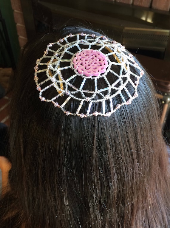 Beaded Kippah, Beaded Kippot, Womens Yarmulke, Kippa, Head  display picture 2