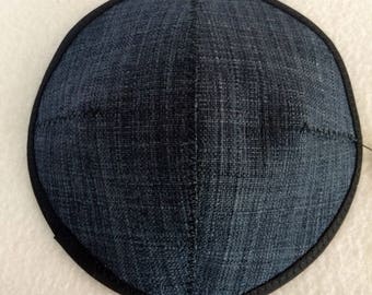 Kippah blu, kippot, kippa, yarmulke, yamaka, copricapo, denim blu