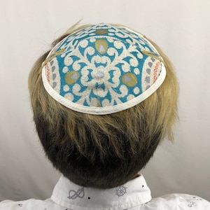 Kippah, Kippot, Kippa, Yarmulke, Yamaka, Head Covering, Blue Moroccan
