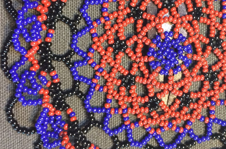 Yarmulke Head Covering Blue Red /& Black Glass Beads Womens Kippa Beaded Kippot Beaded Kippah