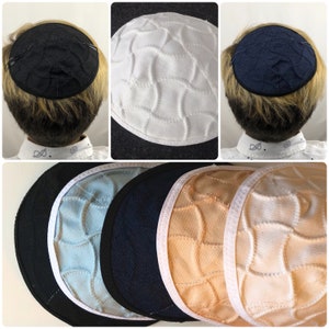 Denim Kippah, Kippot, Kippa, Yarmulke, Yamaka, Head Covering, White, Peach, Light Blue, Navy Blue or Black Weave Denim