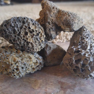 Bag of 5 Volcanic Lava Rocks - great for building aquarium caves, decorations