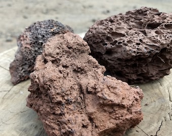 3 Red Lava Rocks from Real Volcano - 3 to 4 inch Rocks