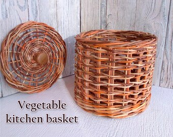 Wicker Basket Potato Onion Bin Vegetable Storage Bin Onion Etsy
