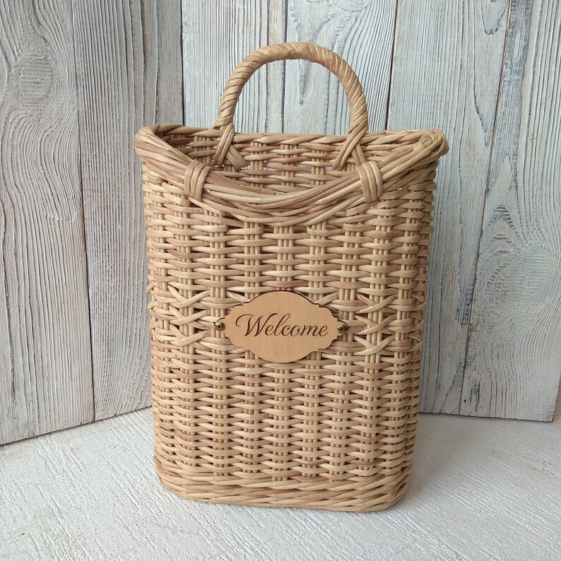 Door basket for flowers Hanging wall Willow door basket Wicker Etsy