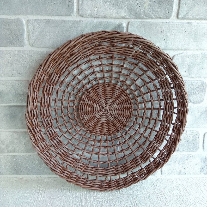 Wall Basket Large Open Weave Wicker Wall Plates Wall Basket Etsy