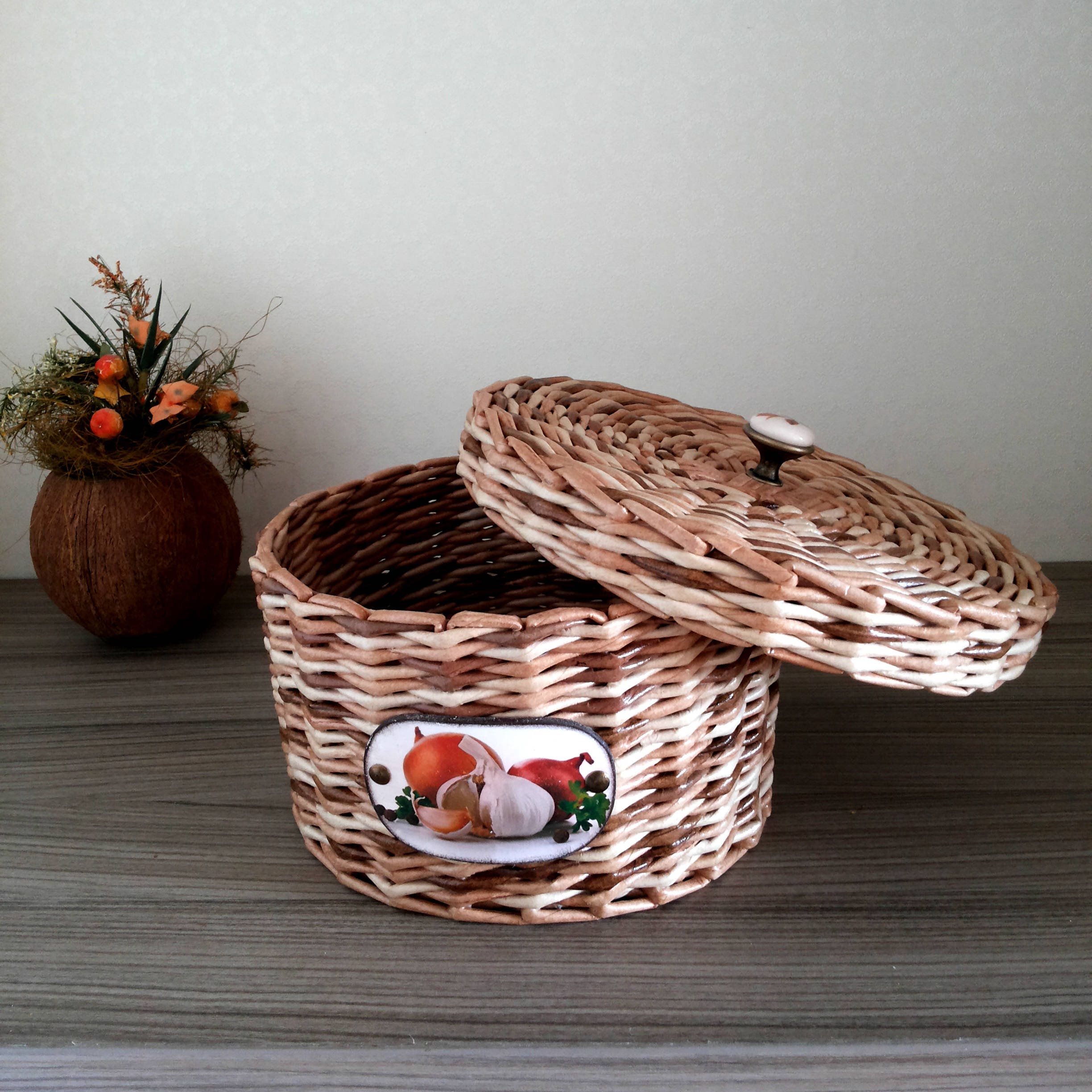 Vegetable storage onion bin Rustic potato onion bin Garlic Etsy