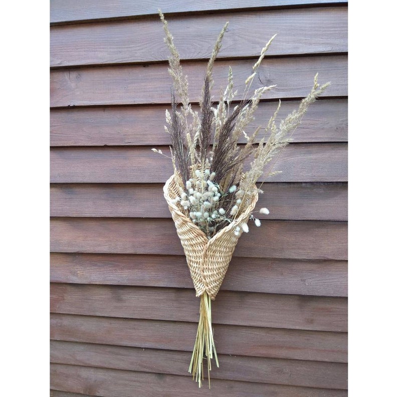 Hanging door basket Wicker wall decor Hanging baskets organizer for flowers Front door wreath decor outdoor wreath Fall Wall Basket Rustic