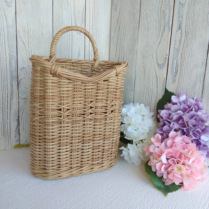 Door basket for flowers Hanging wall Willow door basket Wicker Etsy