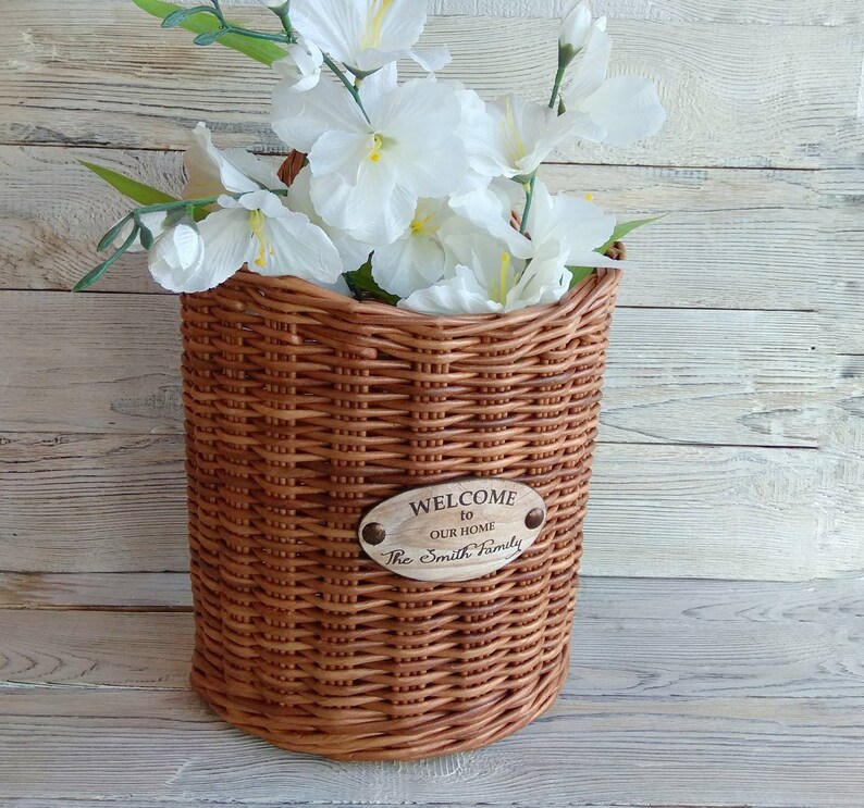 Door Basket Front Wreaths Rustic Wicker Hanging Wall Mail Image 0