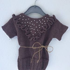 Girl, Cotton Blouse, Girl Blouse, Brown, Perlites, Baby Clothes, Brown, Pearls image 2