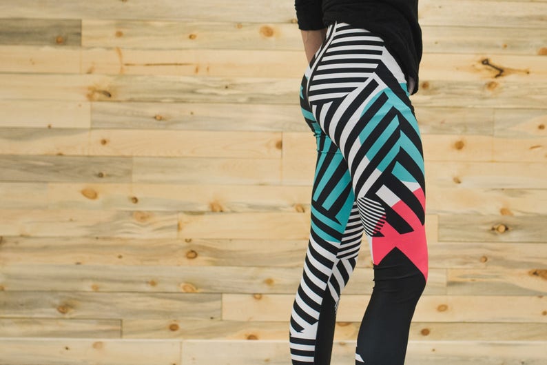 Abstract striped unisex tights for climbing yoga fitness running dancing ultimate frisbee and pilates image 3