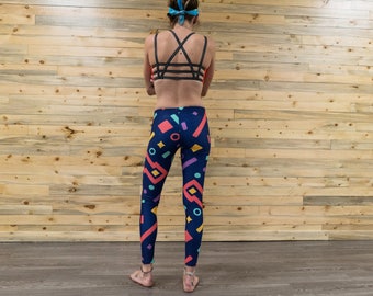 Colorful geometric unisex tights for climbing yoga fitness running dancing ultimate frisbee and pilates