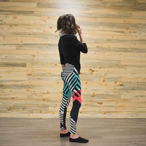 Abstract striped unisex tights for climbing yoga fitness running dancing ultimate frisbee and pilates image 1