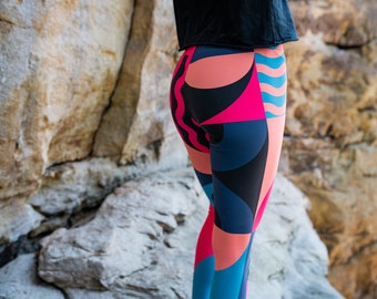 Magenta tides - athleisure unisex leggings for climbing peloton biking yoga fitness running dancing ultimate frisbee and pilates