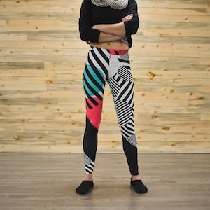 Abstract striped unisex tights for climbing yoga fitness running dancing ultimate frisbee and pilates image 2