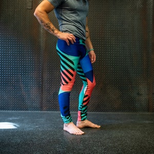 Sunset abstraction unisex retro tights for climbing yoga fitness running cycling dancing ultimate frisbee and pilates