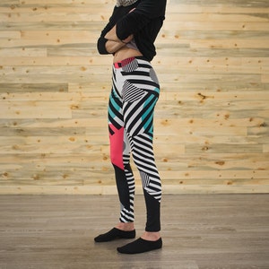 Abstract striped unisex tights for climbing yoga fitness running dancing ultimate frisbee and pilates image 4