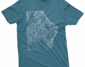 Tee-shirt topographique Baunei Sardinia - Série Dynotights Topo; cartes de terrain géométriques montrant mes endroits préférés d’escalade et de randonnée