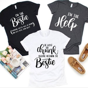 BEST FRIEND SHIRTS - Drinking T-Shirts - Besties Matching Crew Neck Short Sleeve Tees - Gift For Women – Bff Printed Tshirt