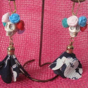 Skull Catrina Earrings- Aretes de catrinas con flores