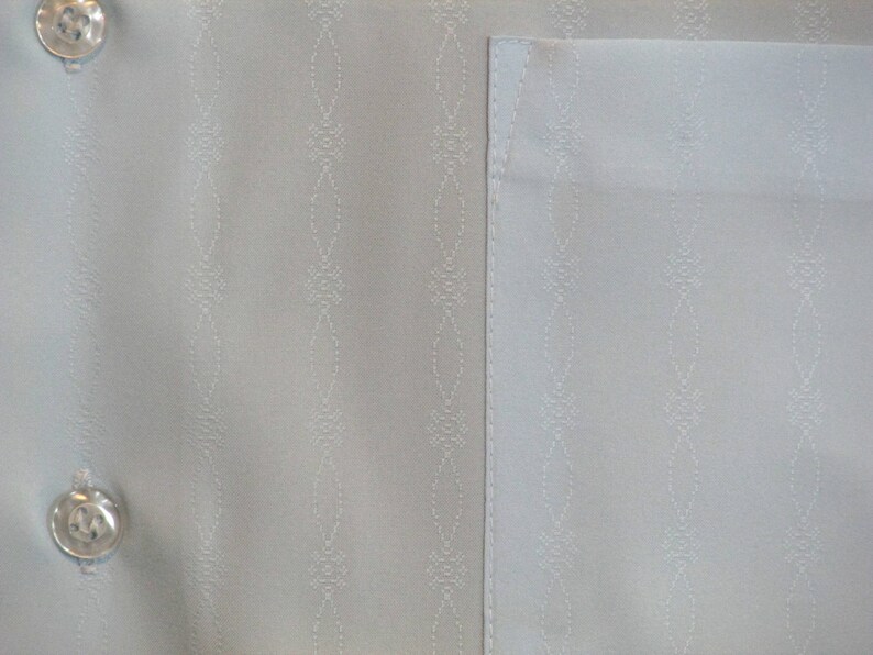 Vintage Kmart Permanent Press Blue Dress Shirt 15 12 33 Polyester Subtle Pattern Medium