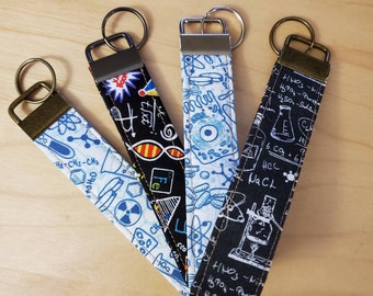 Science Wristlet Keychain, Biology Chemistry Lab Key Holder, Key Fob Wristlet Perfect Gift for Teachers and Scientists