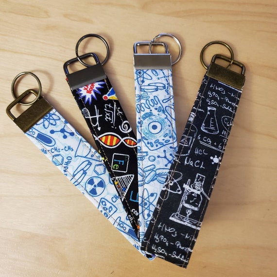 Science Wristlet Keychain, Biology Chemistry Lab Key Holder
