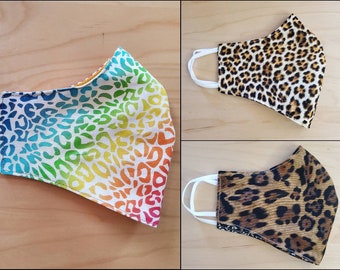 Leopard Cheetah Animal Print Pattern  Reversible Reusable Washable Cotton Double Layer Lightweight Face Mask
