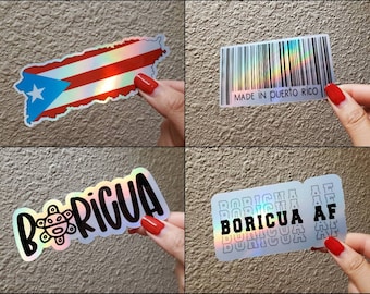 Holographic Boricua | Made in Puerto Rico | Boricua AF Stickers, Permanent Weatherproof for Laptops, Cellphones, Car Decals, Journal